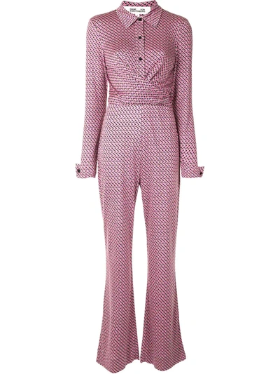 Diane Von Furstenberg Geometric Print Jumpsuit In Pink