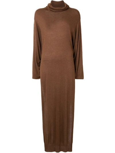 Mes Demoiselles Longline Cowl-neck Jumper In Brown