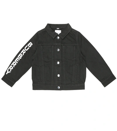 Burberry Kids' Logo Print Cotton Denim Jacket In Black