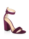 Gianvito Rossi Portofino Suede Block Heel Sandals In Prune Prun