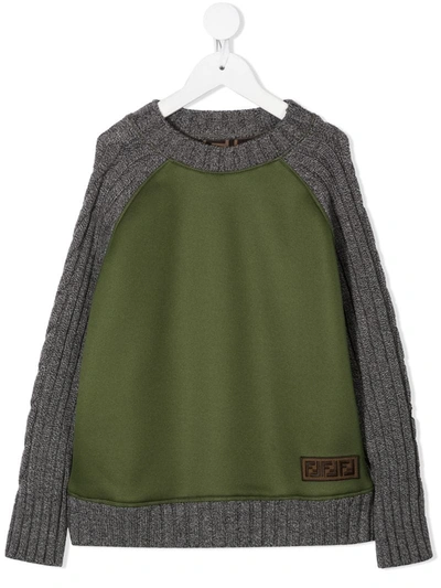 Fendi Grey And Green Teen Sweatshirt