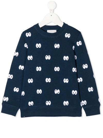 Stella Mccartney Kids' Blue Scoop Neck Sweatshirt With Eyes Print