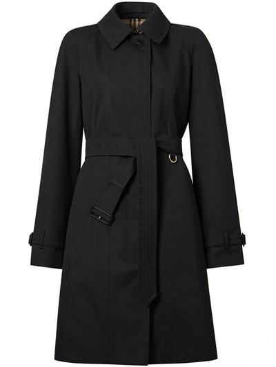 Burberry Sipson Cotton Gabardine Belted Swing Coat In Black