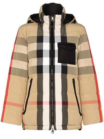 Burberry Reversible Checked Quilted Shell Down Jacket In Neutrals