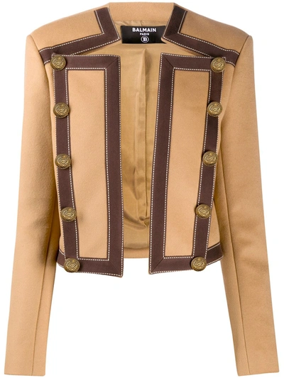 Balmain Button-detail Spencer Jacket In Neutrals