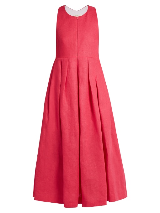 Delpozo Racer-back Linen Dress In Hot-pink | ModeSens