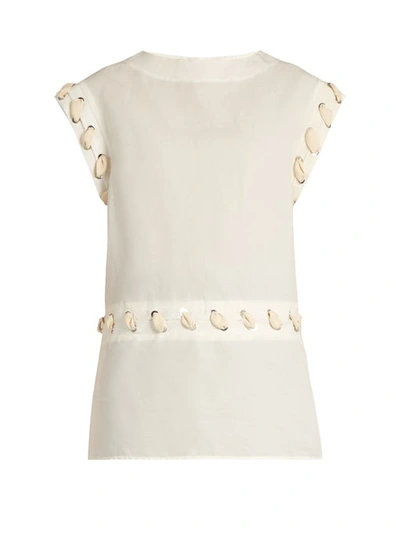 Jw Anderson Cotton And Linen-blend Lace-detail Top In Ivory