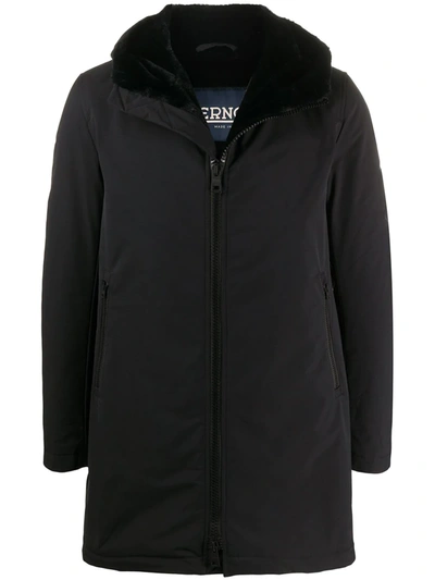 Herno Black Hooded Parka In Nero