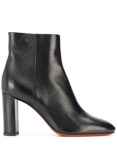Santoni Leather Heeled Ankle Boots In Black