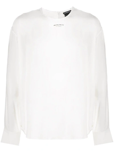 Ann Demeulemeester Long Sleeve Raw-cut Edge Shirt In White
