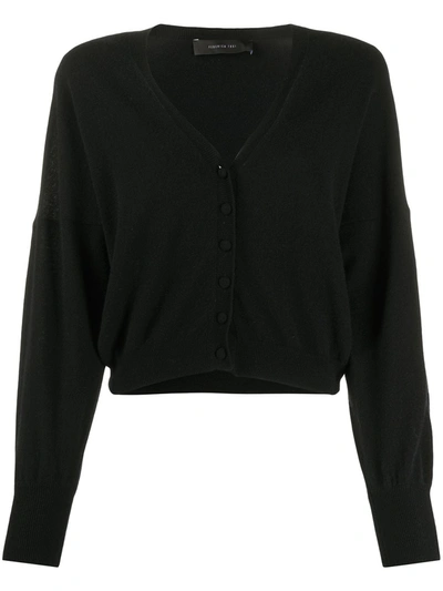 Federica Tosi V-neck Ribbed Knit Cardigan In Black