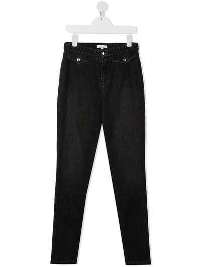 Chloé Kids' Straight Leg Jeans In Black