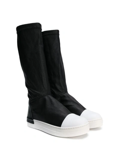 Cinzia Araia Kids' Contrast Toe-capped Boots In Black