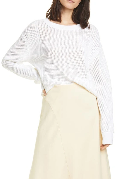 Vince Mix Stitch Cotton Blend Sweater In Optic White