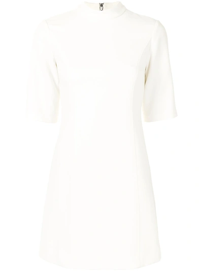 Alice And Olivia Coley Mock Neck A-line Minidress In Off White