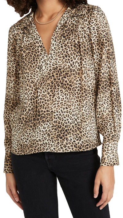 Frame Tabitha Leopard Print Silk Popover Shirt