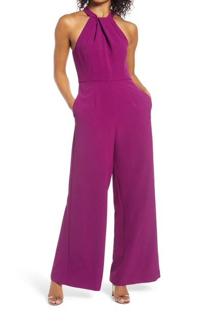 Julia Jordan Halter Neck Jumpsuit In Purple