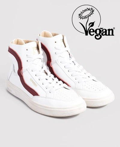 Superdry Men's Vegan Basket Lux Trainers White / White/oxblood