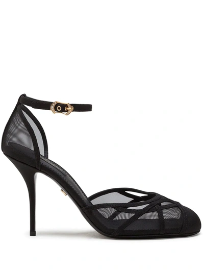 Dolce & Gabbana Mesh-panel Sandals In Black