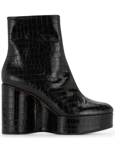 Clergerie Bless Crocodile-effect Ankle Boots In Black