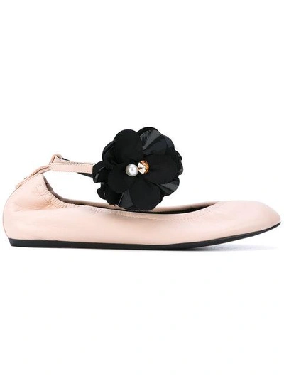 Lanvin Flower-embellished Leather Pumps In Rosa