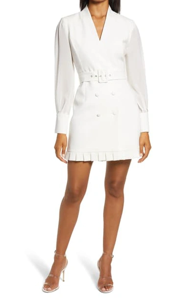 Adelyn Rae Ayva Long Sleeve Blazer Minidress In White
