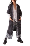 Free People Crofter Hooded Cardigan In Carbon Dust Combo
