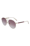 Longchamp 56mm Gradient Double Bridge Aviator Sunglasses In Gold/ Smoke/ Brown Gradient