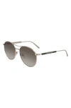 Longchamp 56mm Gradient Double Bridge Aviator Sunglasses In Gold/ Khaki Gradient