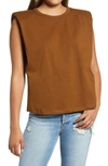 Endless Rose Padded Shoulder T-shirt In Brown