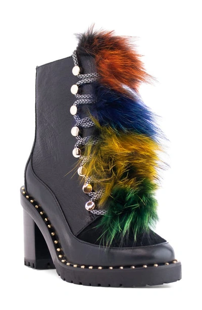 Cecelia New York Tia Lace-up Boot In Black Multi Leather