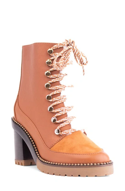 Cecelia New York Tia Lace-up Boot In Cognac Leather
