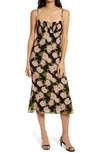 Reformation Arie Sleeveless Floral Print Dress In Emerald