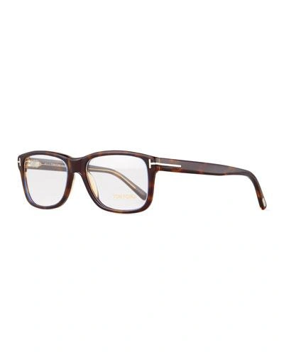 Tom Ford Shiny Acetate Dark Havana Fashion Glasses, Transparent In Brown