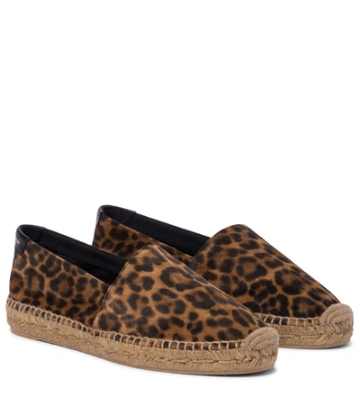 Saint Laurent Leopard-print Slip-on Espadrilles In Brown