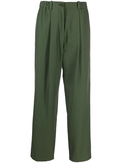 Kenzo Straight-leg Cropped Trousers In Green