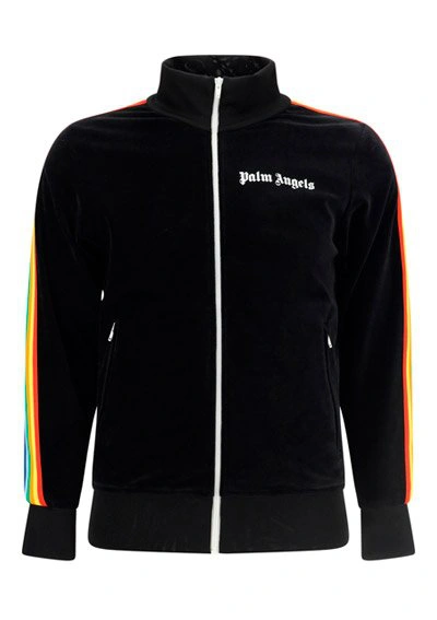 Palm Angels Black Cotton Rainbow Track Sweatshirt
