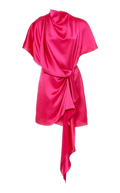 Acler Lochner Satin Draped Mini Dress In Pink