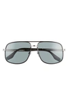 Marc Jacobs 60mm Aviator Sunglasses In Ruthenium Black/ Green
