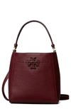 Tory Burch Mcgraw Small Leather Bucket Bag In Claret