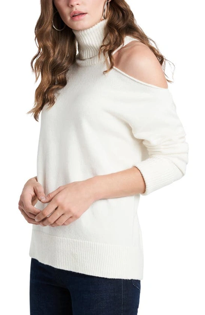 1.state Cutout Shoulder Turtleneck Sweater In Antique White