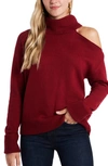 1.state Cutout Shoulder Turtleneck Sweater In Rich Cranberry