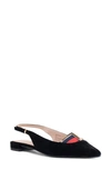 Cecelia New York Jacqueline Slingback Pointed Toe Flat In Black Suede Leather