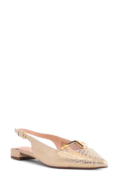 Cecelia New York Jacqueline Slingback Pointed Toe Flat In Gold Snake Print