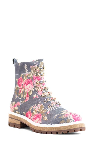 Cecelia New York Chance Boot In Blue Floral Leather