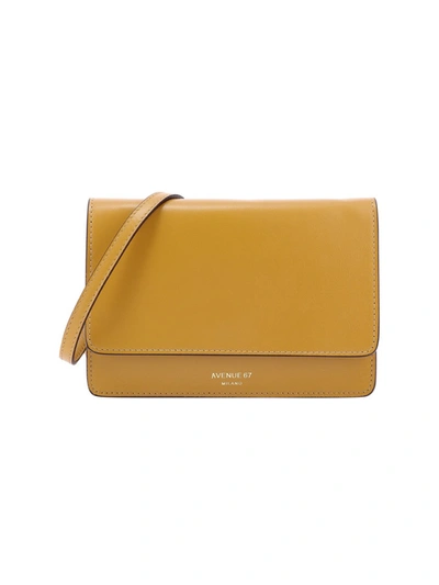 Avenue 67 Light Brown Leather Clutch Bag In Yellow