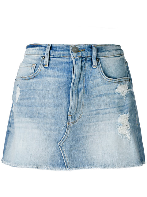 Frame Distressed Denim Skirt | ModeSens