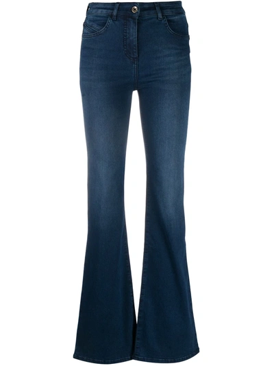 Patrizia Pepe Embroidered Pocket Bootcut Jeans In Blue