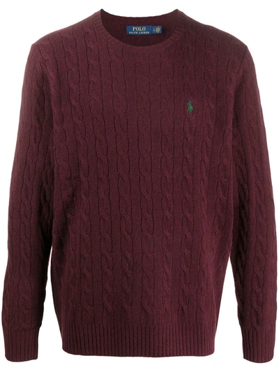 Polo Ralph Lauren Logo-embroidered Cable Knit Jumper In Red