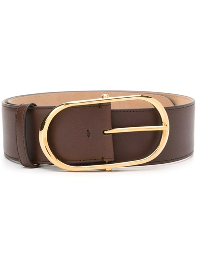 Dolce & Gabbana Oval Buckle Belt In Dark Brown